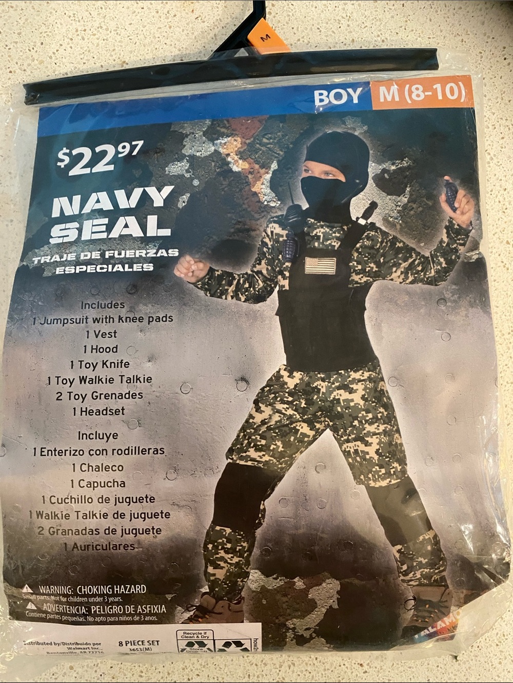 Navy Seal Kids One-Piece Costume - Black & Olive Camo
